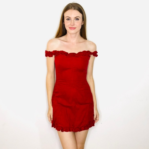 Reformation Dresses & Skirts - REFORMATION BONITA RED RUFFLE MINI DRESS SOLD OUT